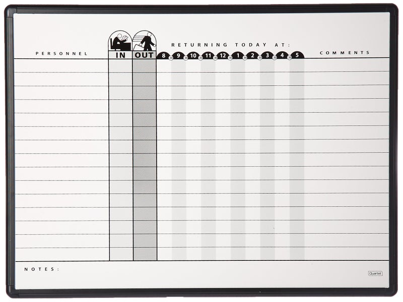 Quartet Grey DuraMax Porcelain In/Out Personnel Board System, 36 Names, 18 x 24 Inches, Black Aluminum Frame (781G) - Image 4